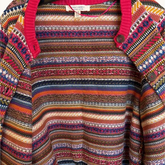 Seasalt Cornwall "Cove Cottage" Fair Isle Organic Cotton Cardigan size 16 - Picture 7 of 12